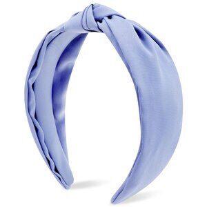Blue Knotted Headband Wide Top Knot Head Band Non Slip Plain Solid Color Hair Ba